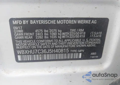 2018 BMW X1 Sdrive28I из США, поврежденный, VIN WBXHU7C36J5H40815